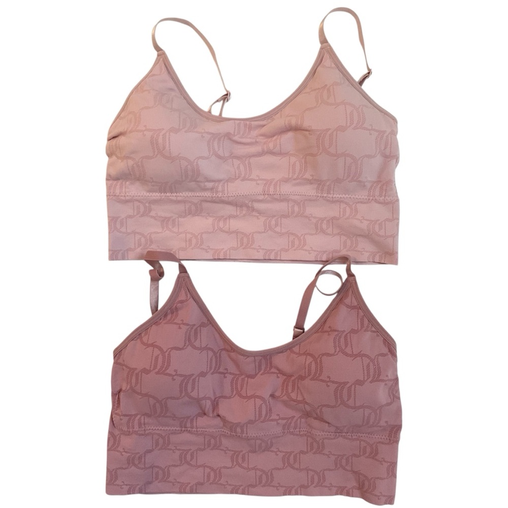Juicy Couture Bra Set Pink Plum Logo Adjustable Straps, Size L